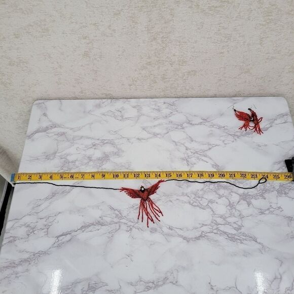 Handcrafted Beaded Cardinal Red Bird Necklace and Earrings Great Gift - Picture 9 of 13